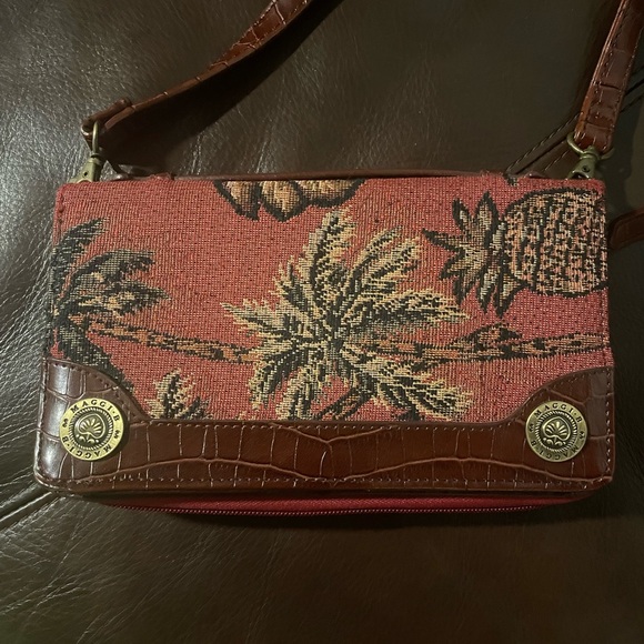 Vintage Maggi B Tropical Tapestry Wallet Purse Crossbody Bag Unique - Picture 2 of 11